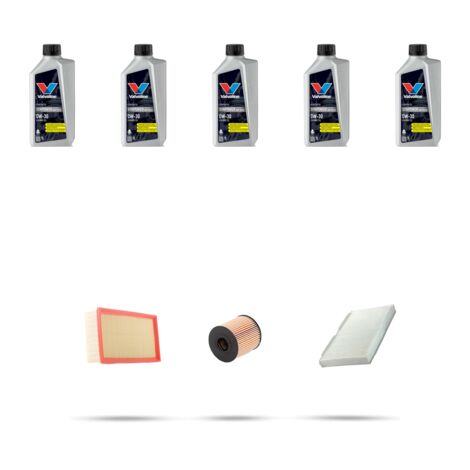 Kit tagliando 3 FILTRI e 5L OLIO compatibile con Peugeot 308 1.6 16v 128kw Dal 2008