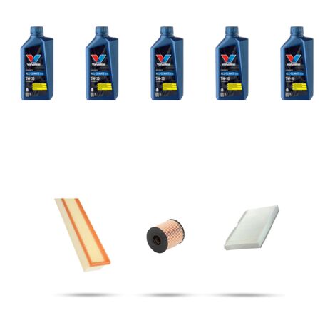 Kit tagliando 3 FILTRI e 5L OLIO compatibile con Peugeot 408 1.6 82kw dal 2012
