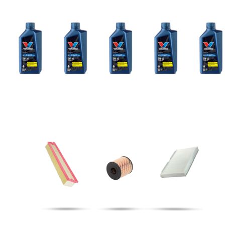 Kit tagliando 3 FILTRI e 5L OLIO compatibile con Peugeot 408 1.6 88kw dal 2012