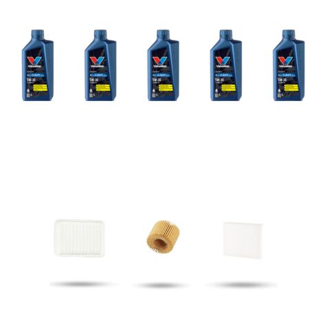 Kit tagliando 3 FILTRI e 5L OLIO compatibile con Toyota Auris I (E150) 1.8 16v 108kw Dal 2009