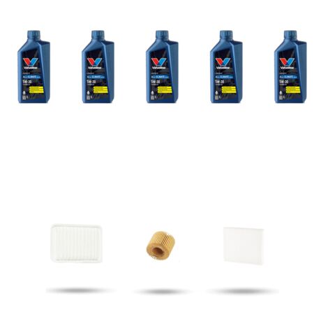 Kit tagliando 3 FILTRI e 5L OLIO compatibile con Toyota Auris II (E180) 1.6 97kw Dal 2012