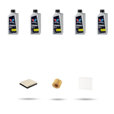 Kit tagliando 3 FILTRI e 5L OLIO compatibile con Toyota Auris II (E180) 1.8 100kw Dal 2012 al 2018