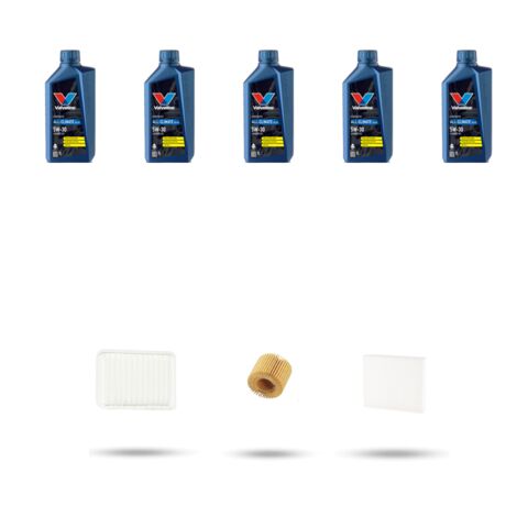 Kit tagliando 3 FILTRI e 5L OLIO compatibile con Toyota Avensis III (T27) 1.6 16v 97kw Dal 2009