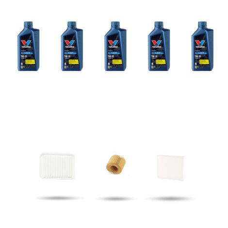 Kit tagliando 3 FILTRI e 5L OLIO compatibile con Toyota Avensis III (T27) 1.8 16v 108kw Dal 2009