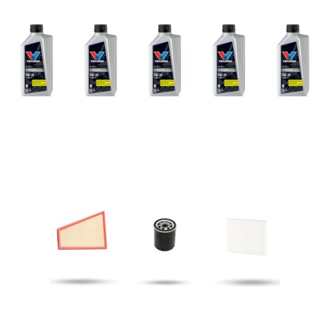 Kit tagliando 3 FILTRI e 5L OLIO compatibile con Volvo S80 II 2.0 107Kw dal 2007 al 2010
