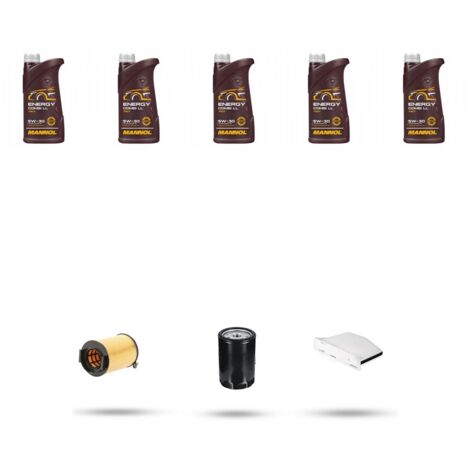 Kit tagliando 3 FILTRI e 5L OLIO compatibile con Vw Golf V (1K1,1K5,AJ5,5M1,521) 1.6 16v 75kw Dal 2003 Al 2009