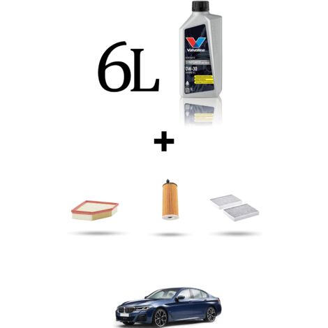 Kit tagliando 3 FILTRI e 6L OLIO compatibile con Bmw serie 5 (G30,G31,F90) 520i hybrid 120kw dal 2020
