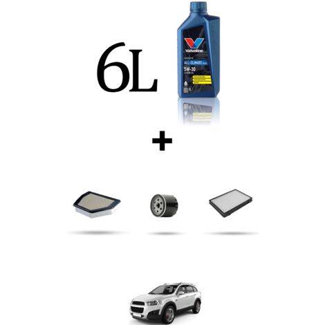 Kit tagliando 3 FILTRI e 6L OLIO compatibile con Chevrolet Captiva II 3.0 V6 190kw dal 2012