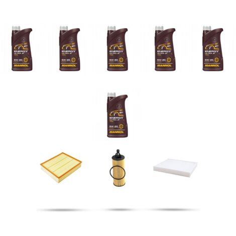 Kit tagliando 3 FILTRI e 6L OLIO compatibile con Jeep Grand Cherokee IV (WK,Wk2) 3.6 VVT 213kw dal 2016