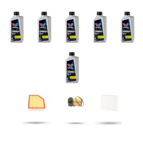 Kit tagliando 3 FILTRI e 6L OLIO compatibile con Volvo S60 II V60 Cross Country 2.0 T3 112Kw dal 2015 al 2018