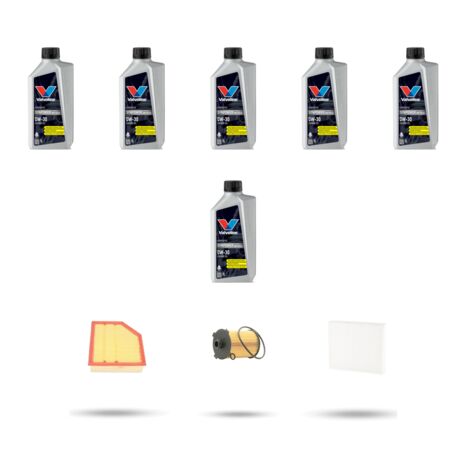 Kit tagliando 3 FILTRI e 6L OLIO compatibile con Volvo S60 II V60 Cross Country 2.0 T5 Polestar 186Kw dal 2015 al 2018