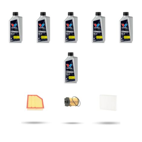 Kit tagliando 3 FILTRI e 6L OLIO compatibile con Volvo S60 III V60 II Cross Country 2.0 T6 Drive-E Polestar 240kw Dal 2019