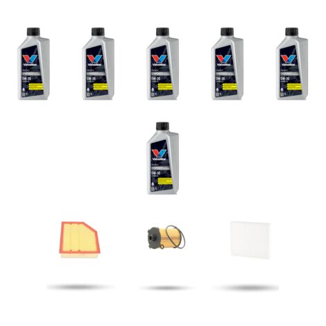 Kit tagliando 3 FILTRI e 6L OLIO compatibile con Volvo S60 III V60 II Cross Country 2.0 T6 Twin Engine 257kw Dal 2022