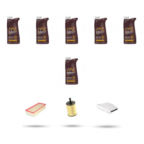 Kit tagliando 3 FILTRI e 6L OLIO compatibile con Vw Passat (362,365) 3.6 FSi 220kw Dal 2010 al 2014