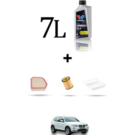 Kit tagliando 3 FILTRI e 7L OLIO compatibile con Bmw x3 (F25) 28ix 3.0 190kw dal 2011