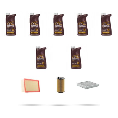 Kit tagliando 3 FILTRI e 7L OLIO compatibile con Jaguar S-Type (X200) 2.7 V6 152kw dal 2004