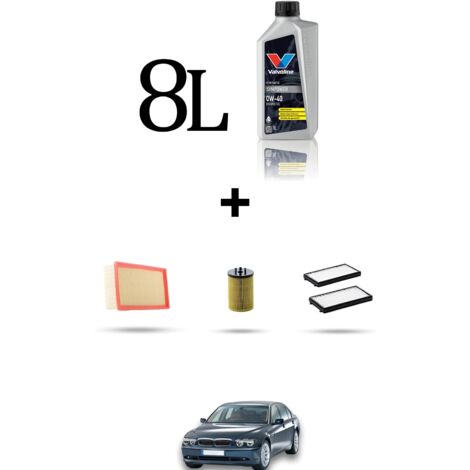 Kit tagliando 3 FILTRI e 8L OLIO compatibile con Bmw serie 7 (E65,E66) 735i 200kw dal 2001