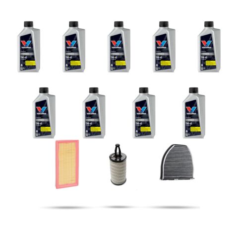 Kit tagliando 3 FILTRI e 9L OLIO compatibile con Mercedes Classe E (w212) 500 BlueEfficiency 300kw dal 2011