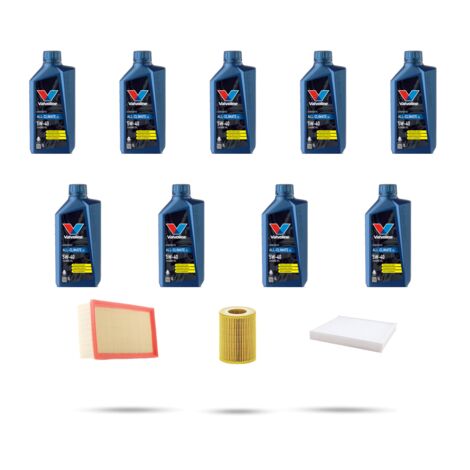 Kit tagliando 3 FILTRI e 9L OLIO compatibile con Porsche Cayenne I (955) 4.5 turbo v8 331kw dal 2002