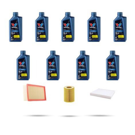Kit tagliando 3 FILTRI e 9L OLIO compatibile con Porsche Cayenne I (955) 4.8 v8 298kw dal 2008