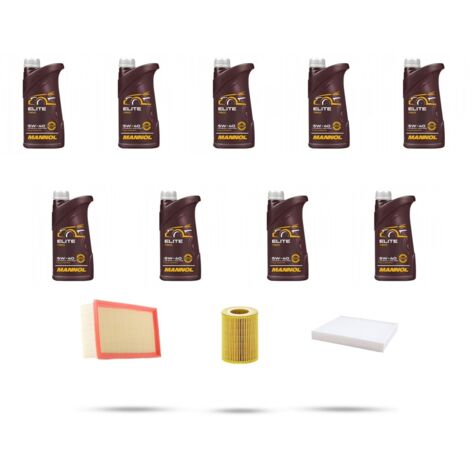 Kit tagliando 3 FILTRI e 9L OLIO compatibile con Porsche Cayenne I (955) 4.8 v8 298kw dal 2008