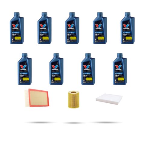 Kit tagliando 3 FILTRI e 9L OLIO compatibile con Porsche Cayenne I (955) 4.8 v8 S 283kw dal 2007