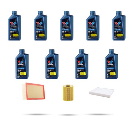 Kit tagliando 3 FILTRI e 9L OLIO compatibile con Porsche Cayenne I (955) 4.8 v8 Turbo 368kw dal 2007