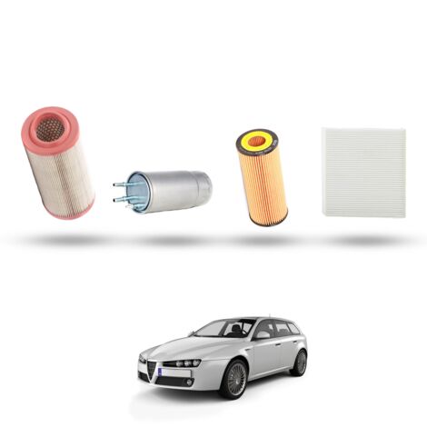 Kit Tagliando 4 filtri compatibile con Alfa Romeo 159 (939) 2.4 Jtdm 20v 147kw dal 2005 al 2011