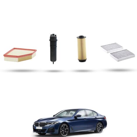 Kit tagliando 4 filtri compatibile con Bmw serie 5 (G30,G31,F90) 530d hybrid 183kw dal 2020