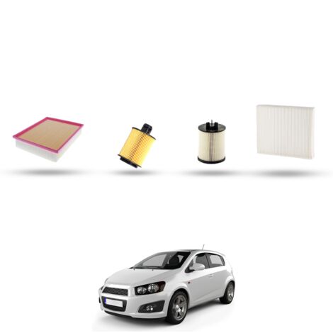 Kit tagliando 4 filtri compatibile con Chevrolet Aveo II 1.3 d 55kw dal 2011