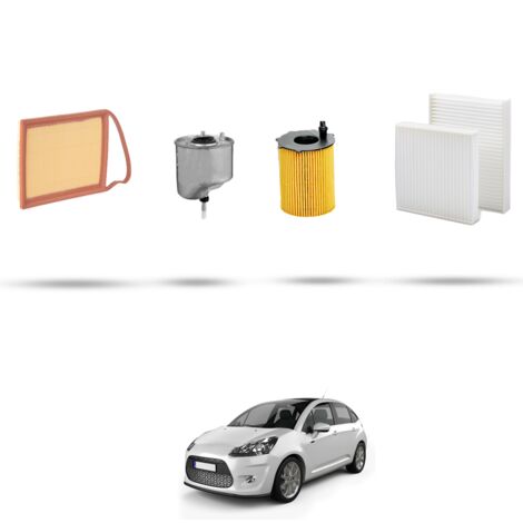 Kit tagliando 4 filtri compatibile con Citroen C3 II 1.6 hdi 68kw dal 2010