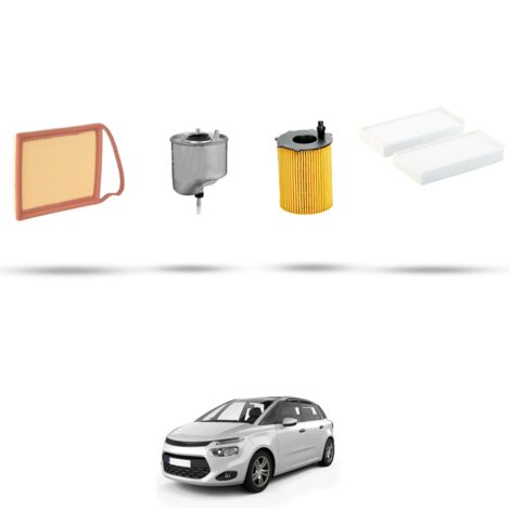 Kit tagliando 4 filtri compatibile con Citroen C4 Picasso II 1.6 HDI 68kw dal 2013