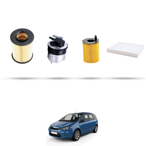 Kit tagliando 4 filtri compatibile con Ford C-Max 1.6 TDCI 66kw dal 2007