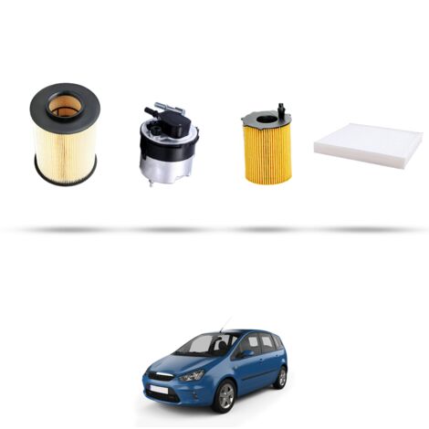 Kit tagliando 4 filtri compatibile con Ford C-Max 1.6 tdci 74kw dal 2007 al 2010