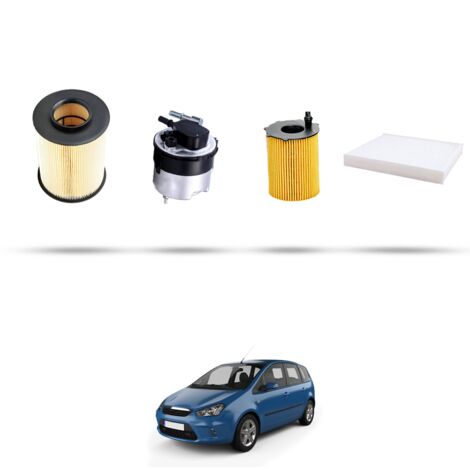 Kit tagliando 4 filtri compatibile con Ford C-Max 1.6 tdci 80kw dal 2007 al 2010