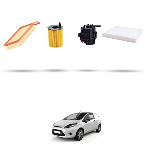 Kit tagliando 4 filtri compatibile con Ford Fiesta VI 1.4 Tdci 50kw dal 2008