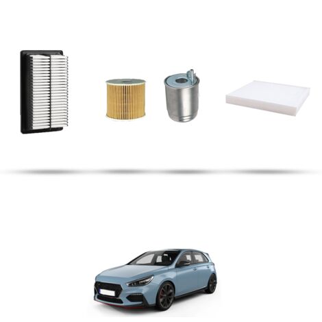 Kit tagliando 4 filtri compatibile con Hyundai i30 (PDE) 1.6 CRDi 70kw dal 2018