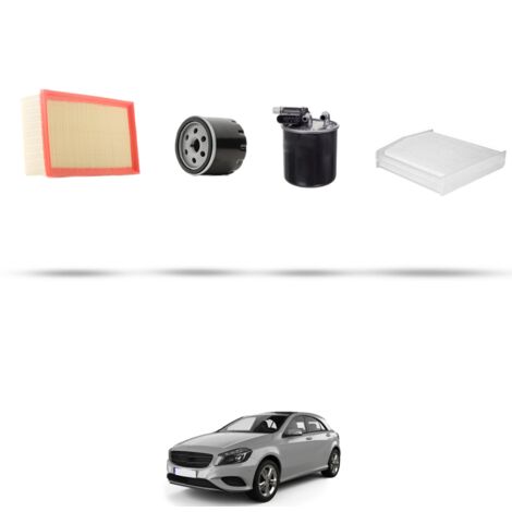 Kit tagliando 4 filtri compatibile con Mercedes Classe A (w176) A180 CDI 1.5 80kw Dal 2012
