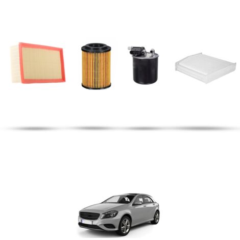 Kit tagliando 4 filtri compatibile con Mercedes Classe A (w176) A180 CDI 1.8 80kw Dal 2012