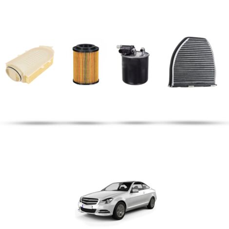 Kit tagliando 4 filtri compatibile con Mercedes Classe C (W204,C204,S204) C180 1.8 CDI 88kw Dal 2011 al 2014