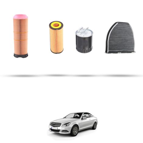 Kit tagliando 4 filtri compatibile con Mercedes Classe C (W204,C204,S204) C200 CDI BlueEfficency 100kw Dal 2008 al 2009