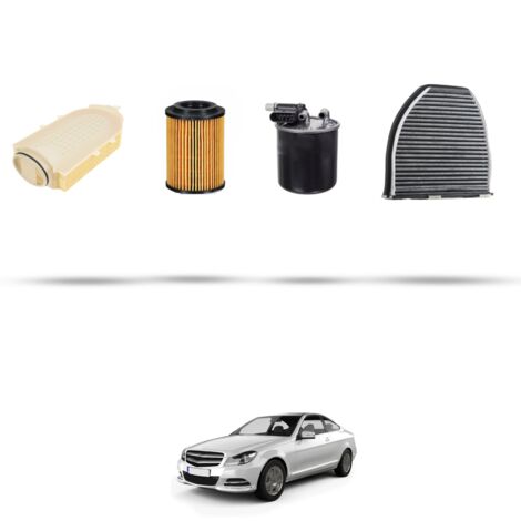 Kit tagliando 4 filtri compatibile con Mercedes Classe C (W204,C204,S204) C200 CDI BlueEfficency 100kw Dal 2009 al 2014