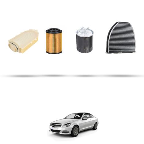 Kit tagliando 4 filtri compatibile con Mercedes Classe C (W204,C204,S204) C220 CDI BlueEfficency 125kw Dal 2008 al 2014