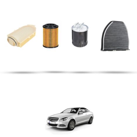 Kit tagliando 4 filtri compatibile con Mercedes Classe C (W204,C204,S204) C250 CDI 4matic 150kw Dal 2010 al 2014