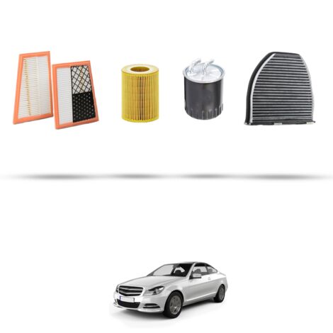 Kit tagliando 4 filtri compatibile con Mercedes Classe C (W204,C204,S204) C320 CDI 165kw Dal 2007 al 2014