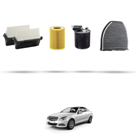 Kit tagliando 4 filtri compatibile con Mercedes Classe C (W204,C204,S204) C350 CDI 165kw Dal 2007 al 2014
