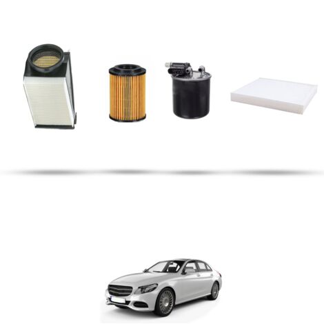 Kit tagliando 4 filtri compatibile con Mercedes Classe C (W205,S205,C205) 220 BlueTec 120kw Dal 2014