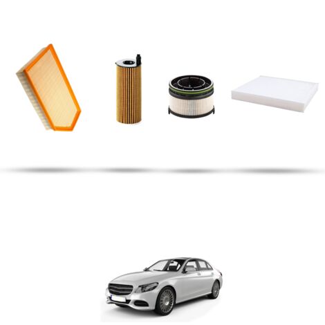 Kit tagliando 4 filtri compatibile con Mercedes Classe C (W205,S205,C205) C200 D 2.0 110kw Dal 2018