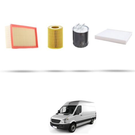 Kit tagliando 4 filtri compatibile con Mercedes Sprinter II (906) 418 CDI 135kw Dal 2006 al 2009