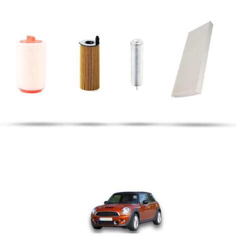 Kit tagliando 4 filtri compatibile con Mini Cooper II (R55,R56,R57,R60,R61) 1.6 Diesel 82kw dal 2010
